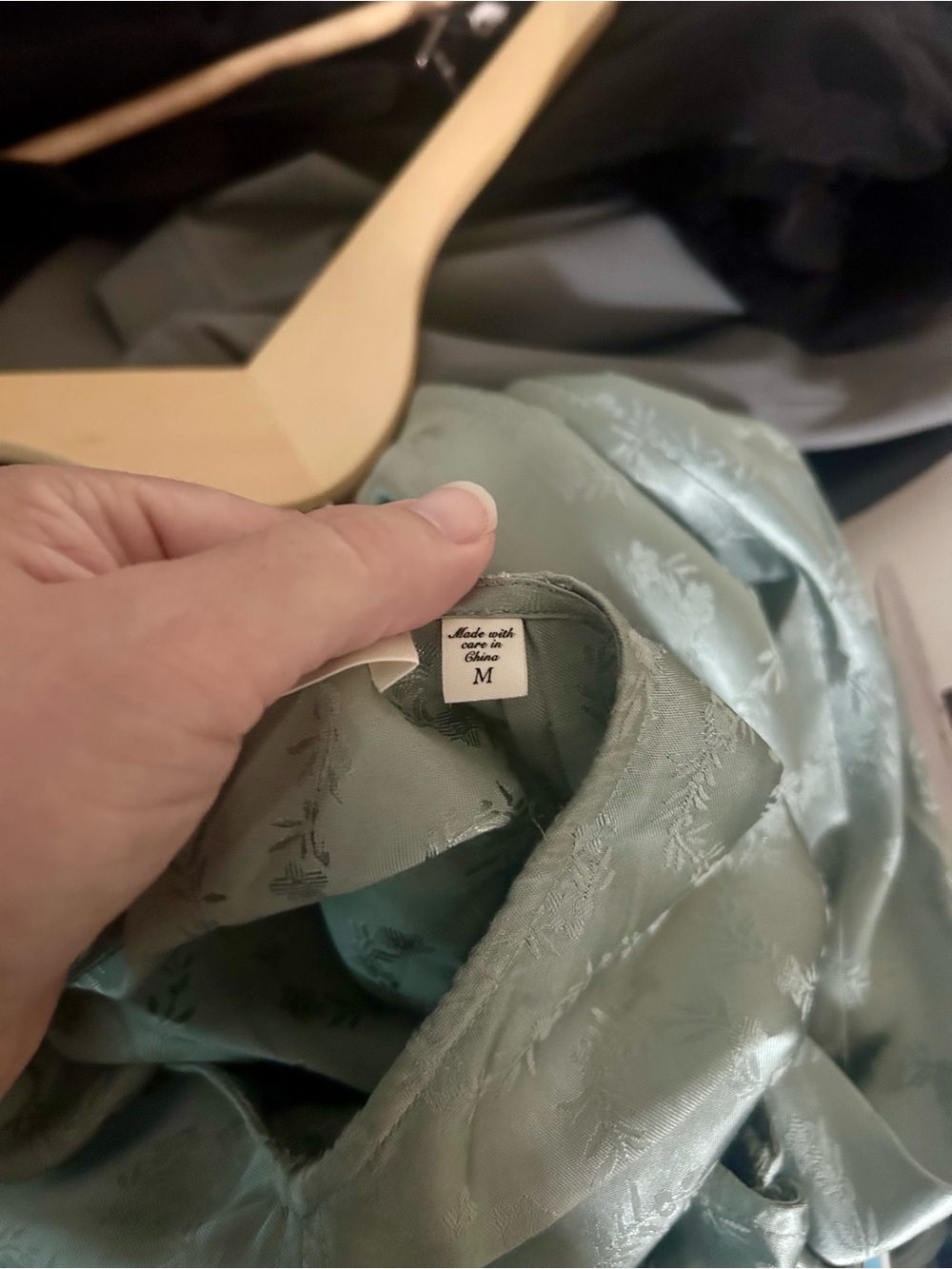 DOEN Ginette Paneled Floral Jacquard Satin Midi Dress Sz Medium Dusty Jade Green - Picture 12 of 13